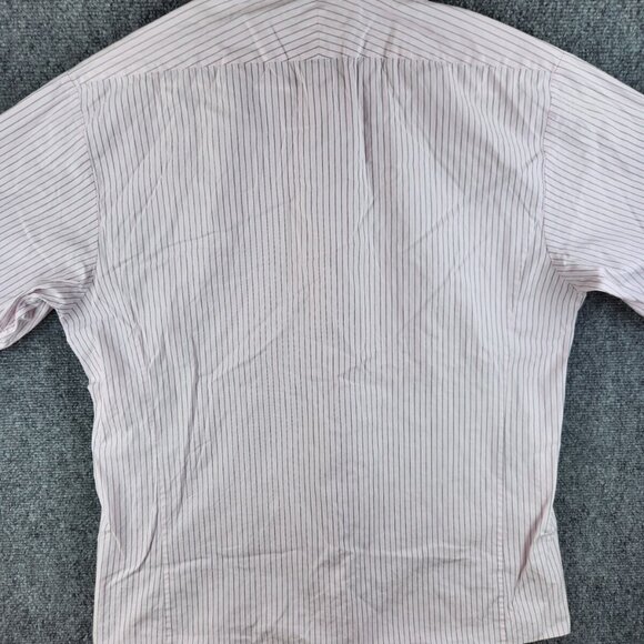Thomas Pink Long Sleeve Button Up Shirt Men Cotton Striped Pink Slim Size 17 - Picture 12 of 14